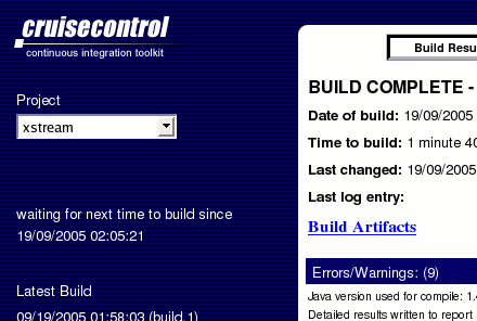 CruiseControl Web application screenshot